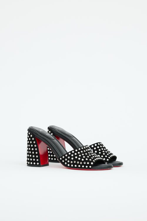 Christian Louboutin Suede Crystal Jane High Heel Mule