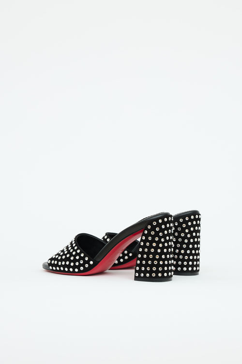 Christian Louboutin Suede Crystal Jane High Heel Mule