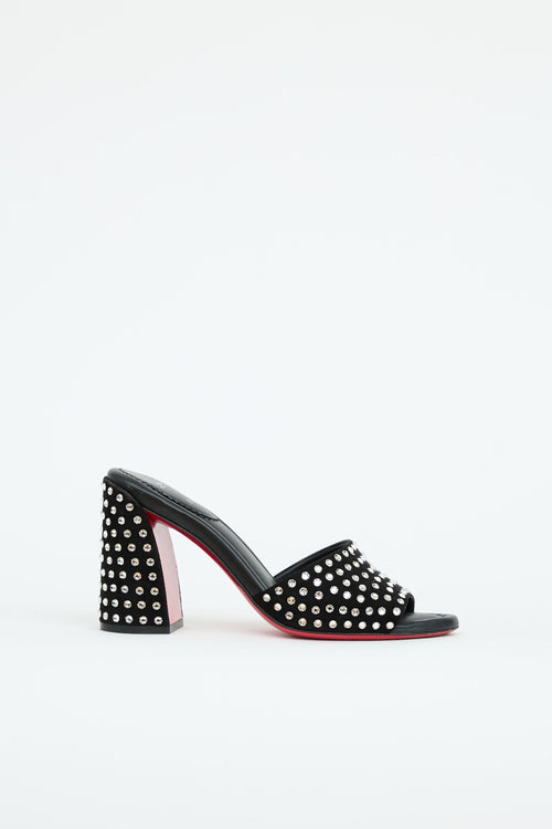 Christian Louboutin Suede Crystal Jane High Heel Mule