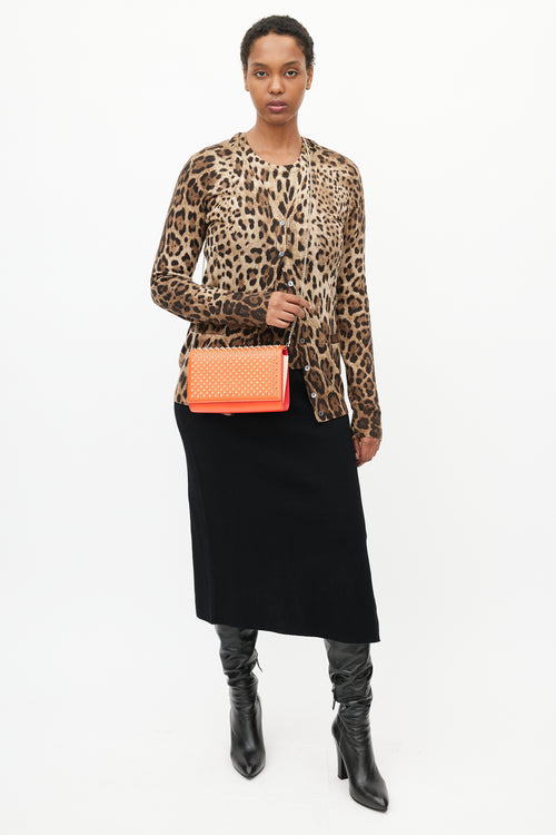 Christian Louboutin Orange & Gold Studded Paloma Shoulder Bag