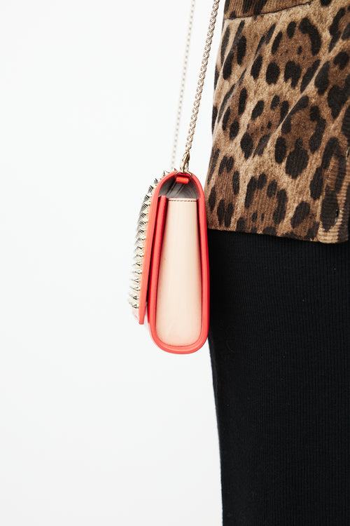 Christian Louboutin Orange & Gold Studded Paloma Shoulder Bag