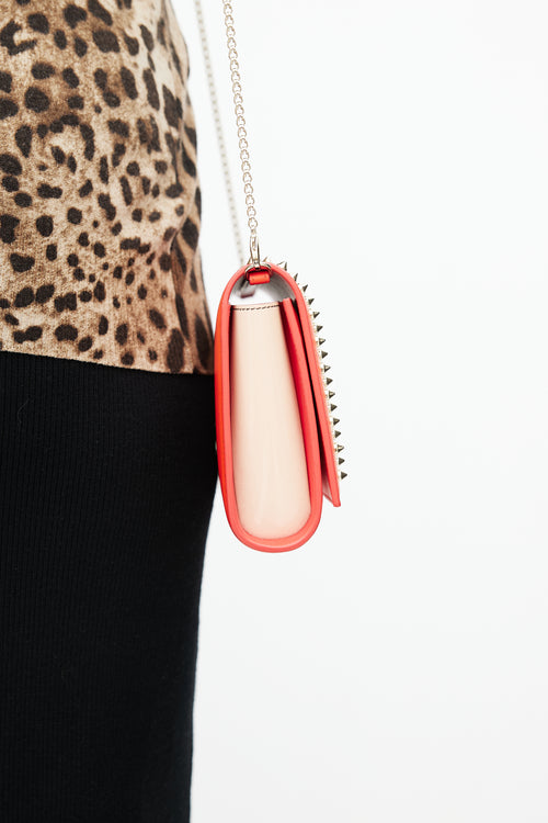 Christian Louboutin Orange & Gold Studded Paloma Shoulder Bag