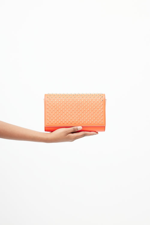 Christian Louboutin Orange & Gold Studded Paloma Shoulder Bag