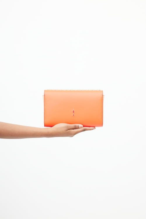 Christian Louboutin Orange & Gold Studded Paloma Shoulder Bag