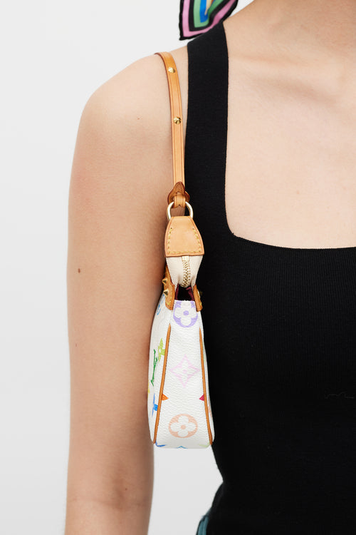 Louis Vuitton 2003 White & Multicolour Murakami Pochette Bag