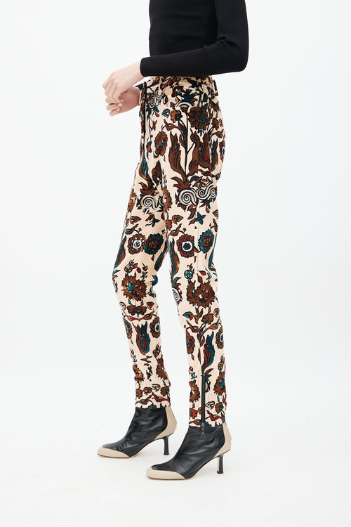 Louis Vuitton Fall 2014 Beige & Multi Floral Velvet Trouser