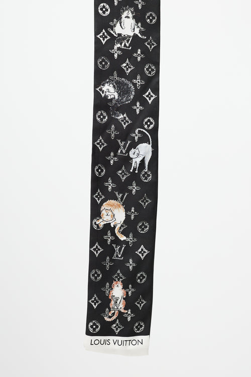 Louis Vuitton Black & Multicolour Monogram Printed Neck Scarf