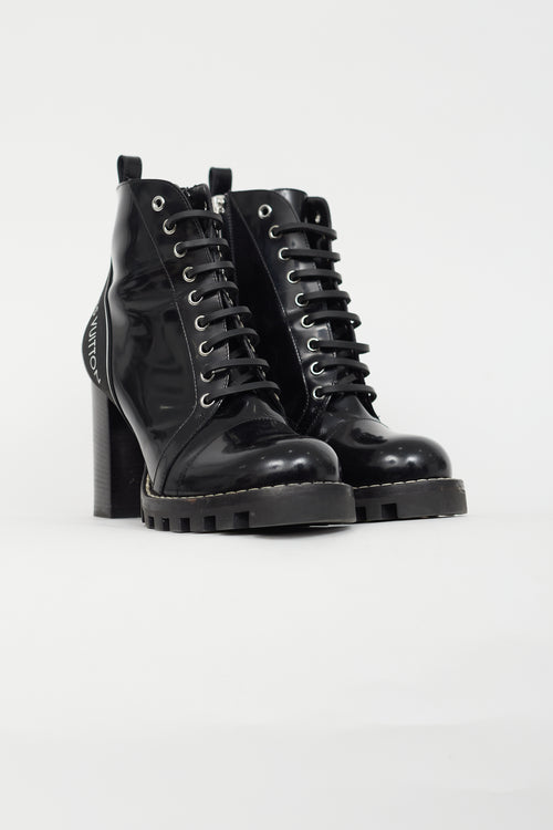 Louis Vuitton Black & White Logo Star Trail Boot