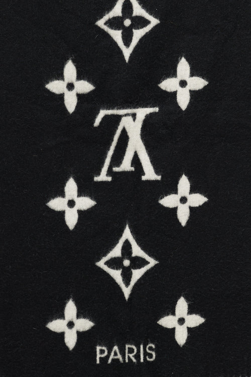 Louis Vuitton Black & White Reykjavik Cashmere Monogram Scarf