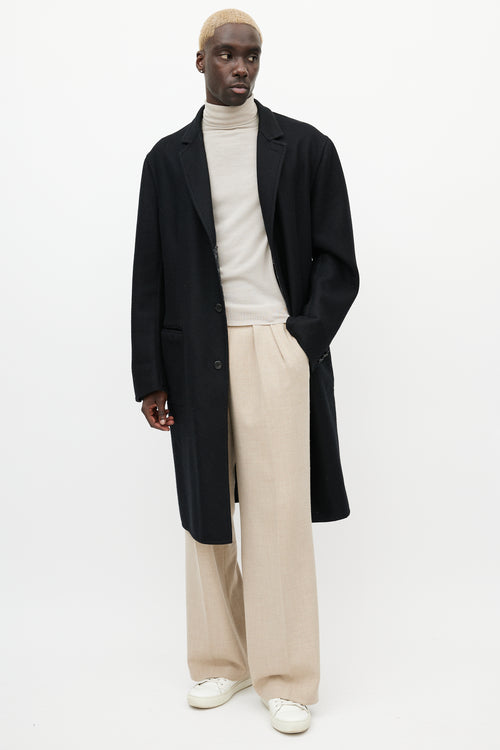 Louis Vuitton Black & Grey Wool Monogram Coat