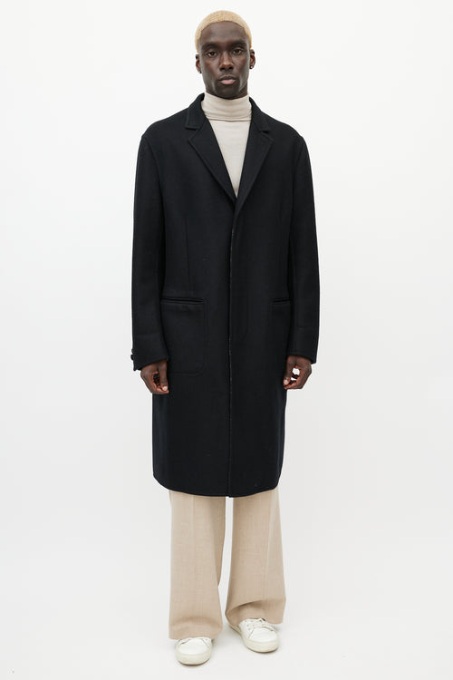 Louis Vuitton Black & Grey Wool Monogram Coat