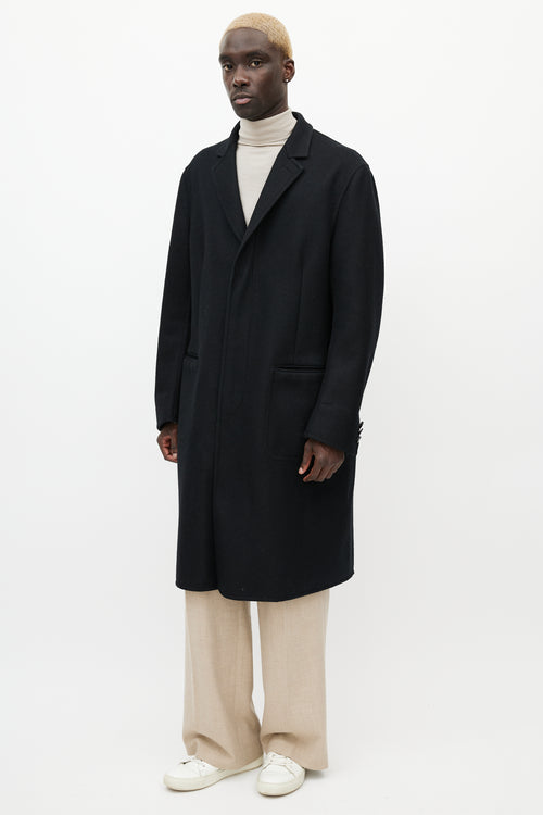 Louis Vuitton Black & Grey Wool Monogram Coat
