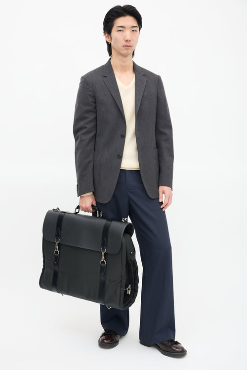 Louis Vuitton Black Leather & Grey Nylon Gibeciere Garment Bag