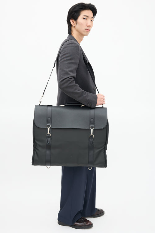 Louis Vuitton Black Leather & Grey Nylon Gibeciere Garment Bag