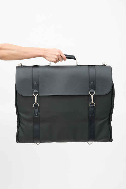 Louis Vuitton Black Leather & Grey Nylon Gibeciere Garment Bag