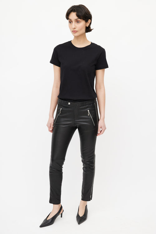 Louis Vuitton Black Leather Side Zip Pant