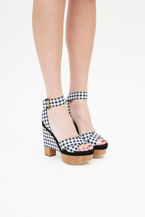 Louis Vuitton Black & Multicolour Gingham Platform Sandal