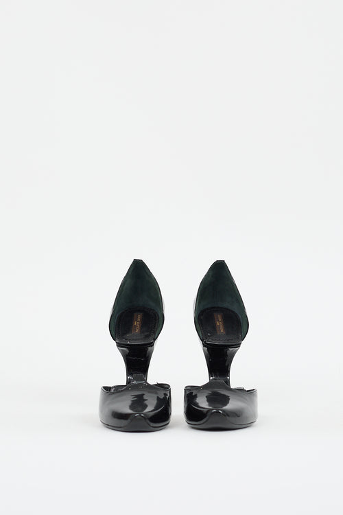 Louis Vuitton Black Patent Leather Sculptural Cutout Heel