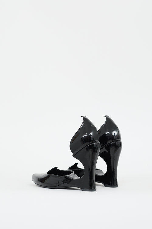 Louis Vuitton Black Patent Leather Sculptural Cutout Heel