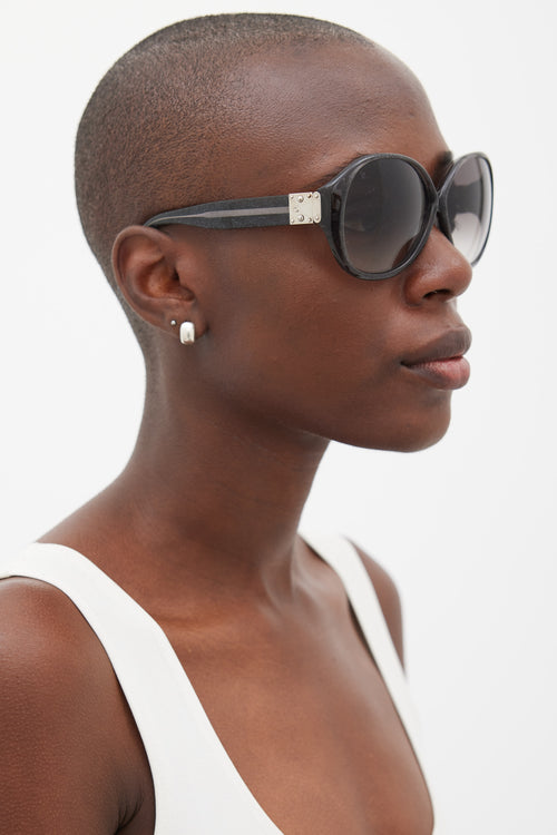 Louis Vuitton Black & Silver Z0407W Glitter Circular Sunglasses