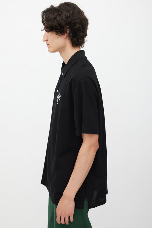 Louis Vuitton Black & White Embroidered Logo Polo