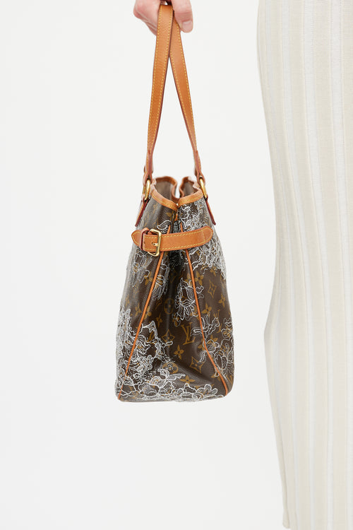 Louis Vuitton Brown & White Dentelle Batignolles Monogram Bag