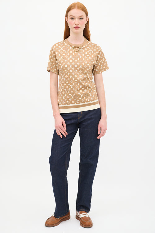 Louis Vuitton Brown & Beige Monogram Chain T-Shirt