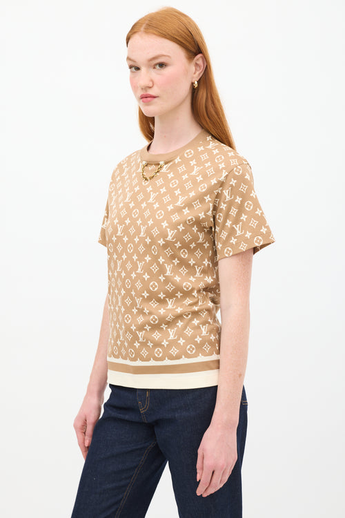 Louis Vuitton Brown & Beige Monogram Chain T-Shirt