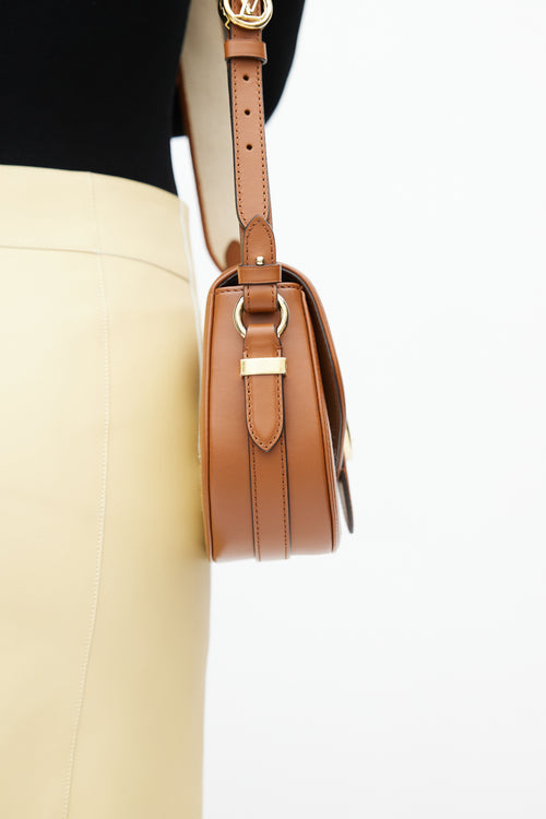 Louis Vuitton Brown Leather & Canvas Pont 9 Soft MM Crossbody Bag