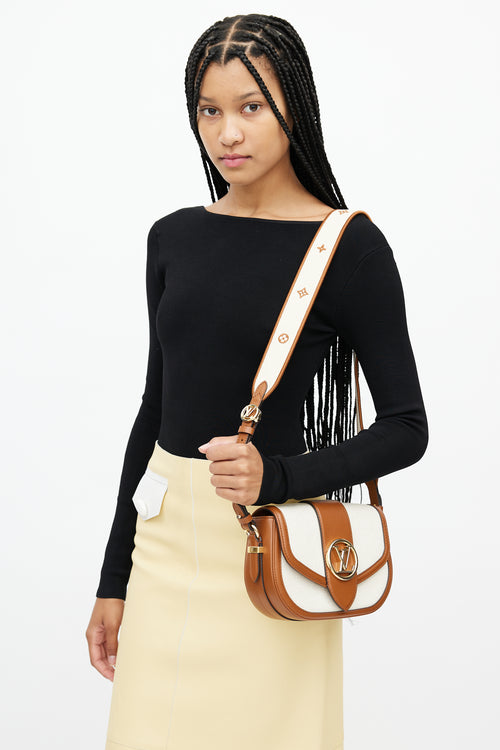 Louis Vuitton Brown Leather & Canvas Pont 9 Soft MM Crossbody Bag
