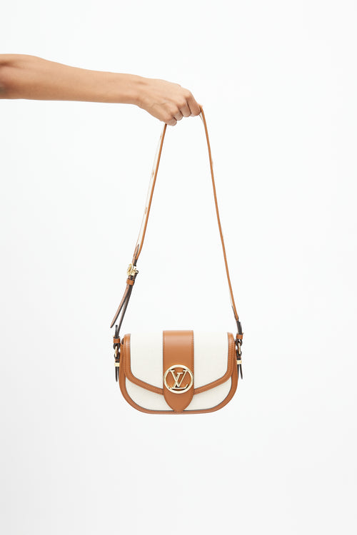 Louis Vuitton Brown Leather & Canvas Pont 9 Soft MM Crossbody Bag