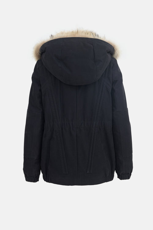 Louis Vuitton Canvas & Fur Hood Jacket