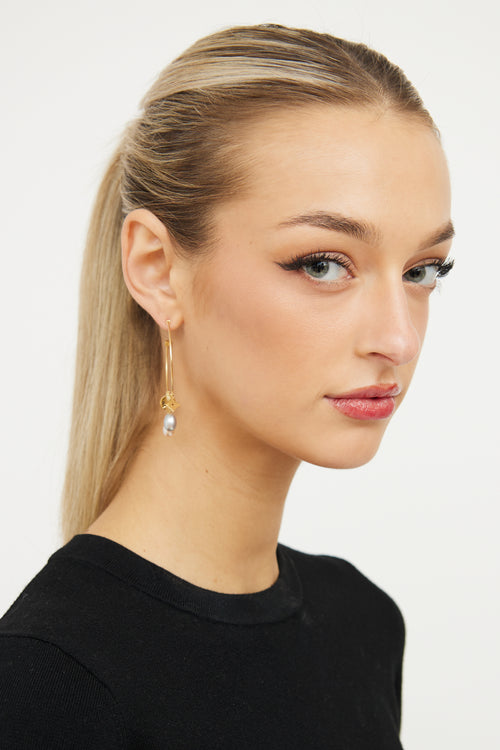 Louis Vuitton 18K Yellow Gold Charm Hoop Earrings