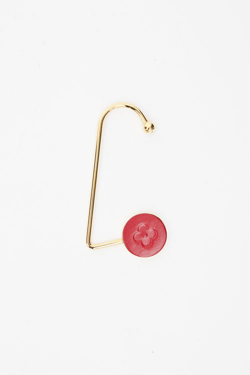 Louis Vuitton Gold & Red Leather Bag Hook