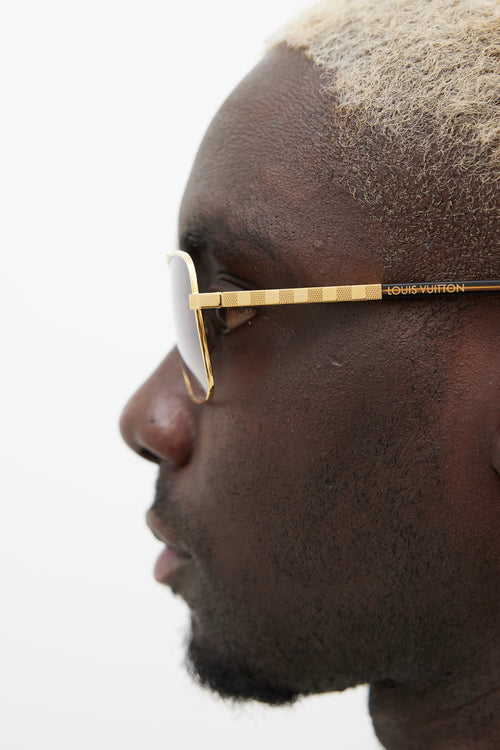 Louis Vuitton Gold & Brown Attitude Z0259U Aviator Sunglasses