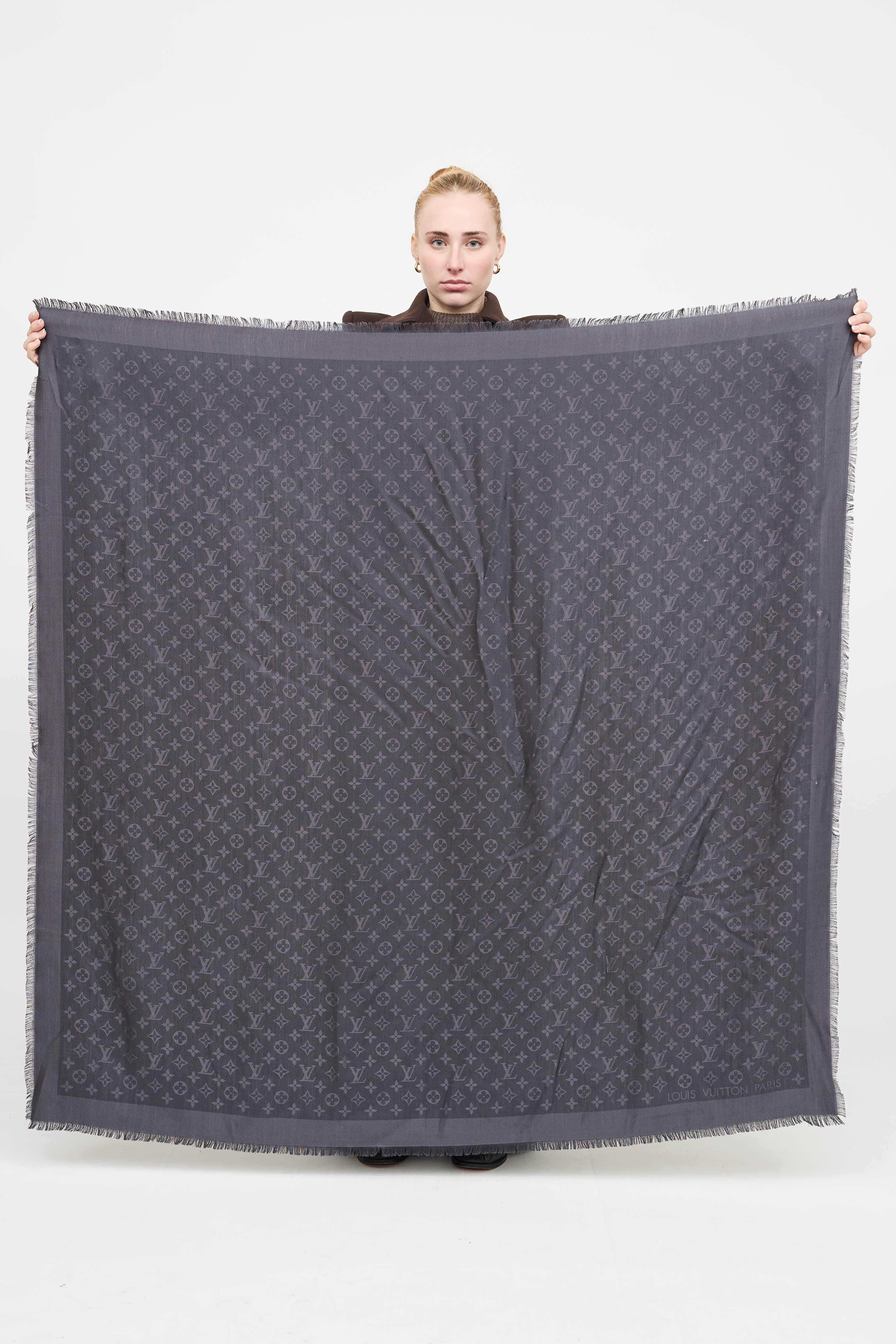 Louis Vuitton Silk Wool Monogram Shawl Scarf