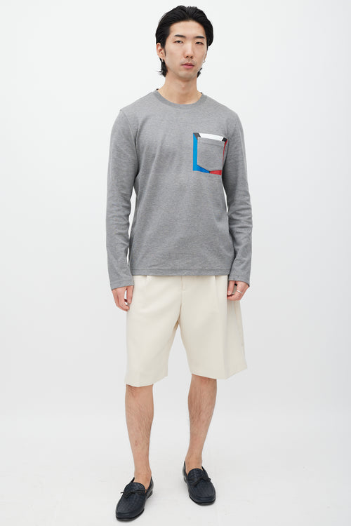 Louis Vuitton Grey & Multicolour Striped Top