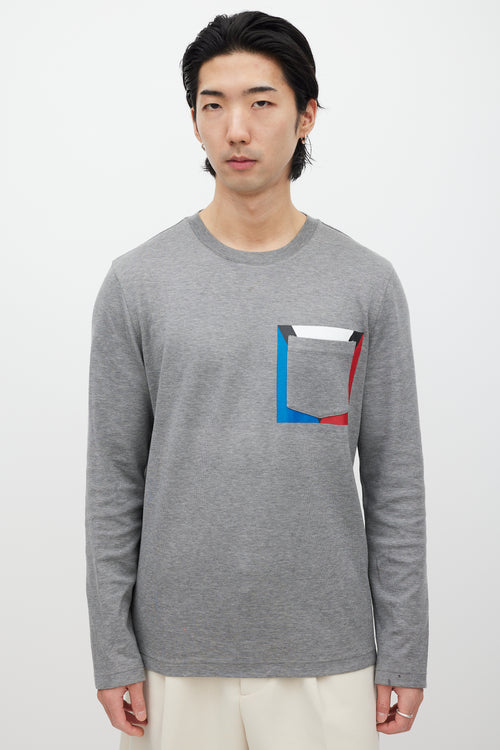 Louis Vuitton Grey & Multicolour Striped Top