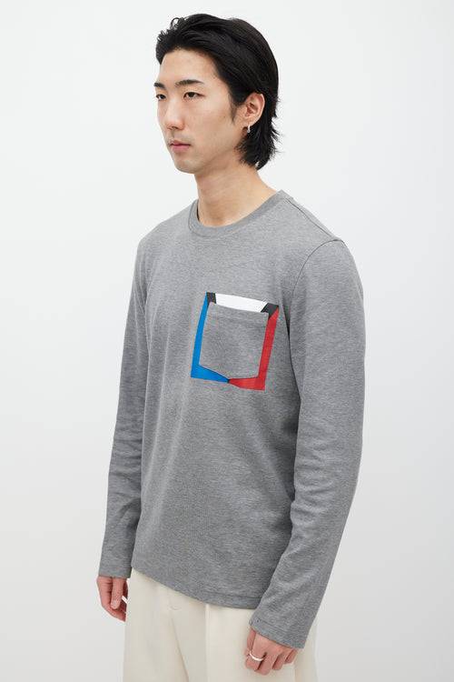 Louis Vuitton Grey & Multicolour Striped Top