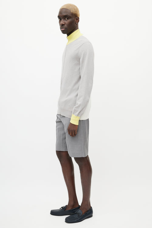 Louis Vuitton Grey & Yellow Knit Zip Sweater