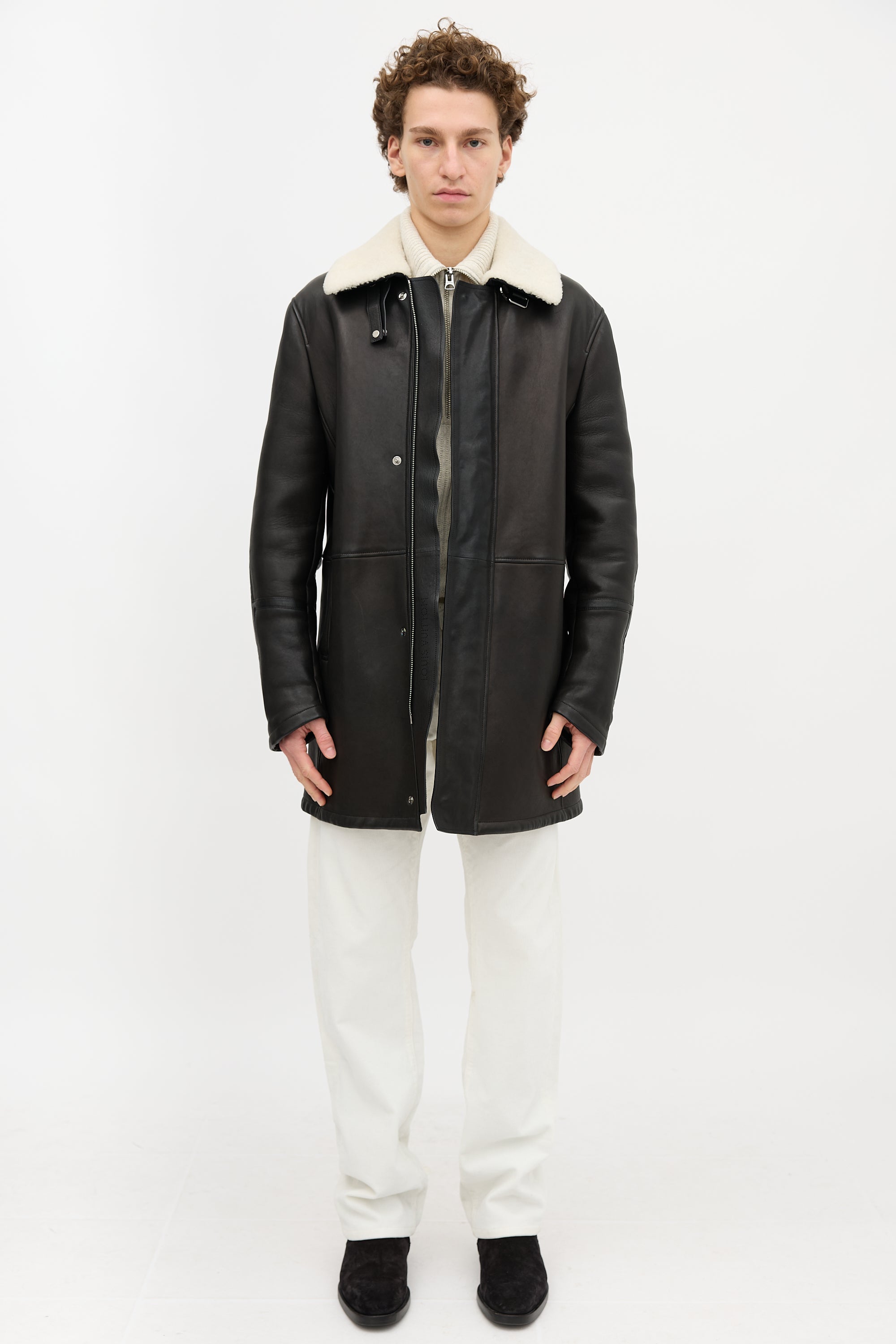 Louis Vuitton Leather & Shearling Long Jacket