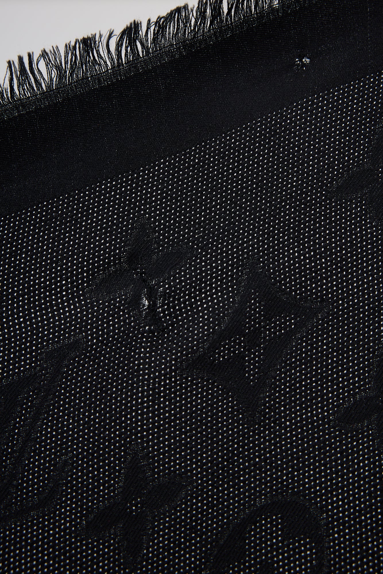 Louis Vuitton Wool & Silk Monogram Fringe Scarf