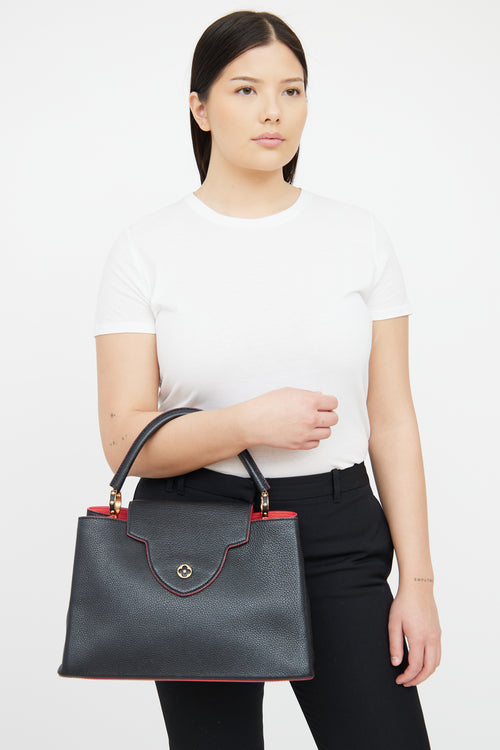 Louis Vuitton Navy & Red Taurillon Capucines Bag