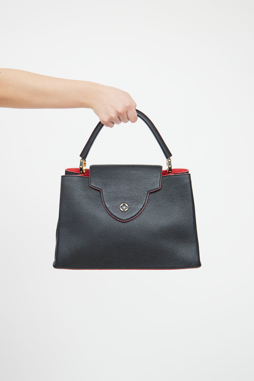 Louis Vuitton Navy & Red Taurillon Capucines Bag
