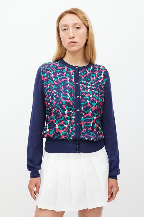 Louis Vuitton Navy & Multicolour Spotted Cardigan
