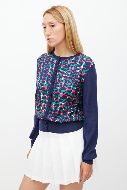 Louis Vuitton Navy & Multicolour Spotted Cardigan