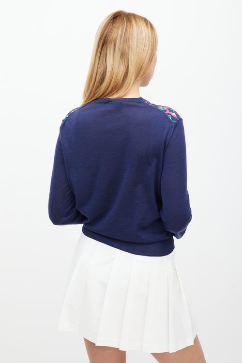 Louis Vuitton Navy & Multicolour Spotted Cardigan