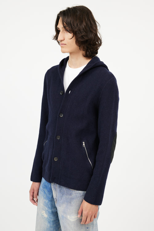 Louis Vuitton Navy Wool & Cashmere Hooded Cardigan