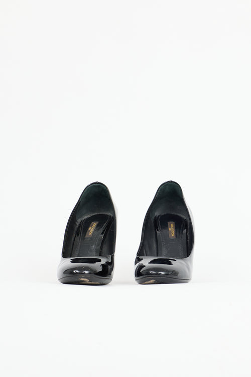 Louis Vuitton Patent Lock Wedge Heel