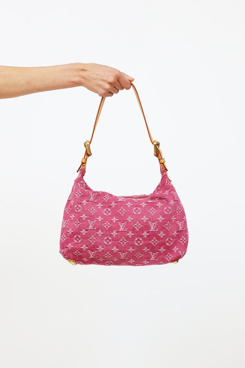Louis Vuitton Pink Denim Monogram Baggy Shoulder Bag